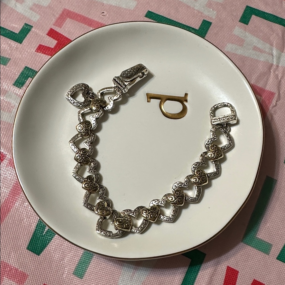 Two tone Silver Heart Bracelet